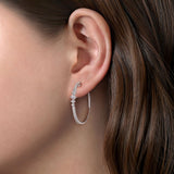 14K White Gold 30mm Diamond Classic Hoop Earrings - Gabriel & Co. - Gaines Jewelers