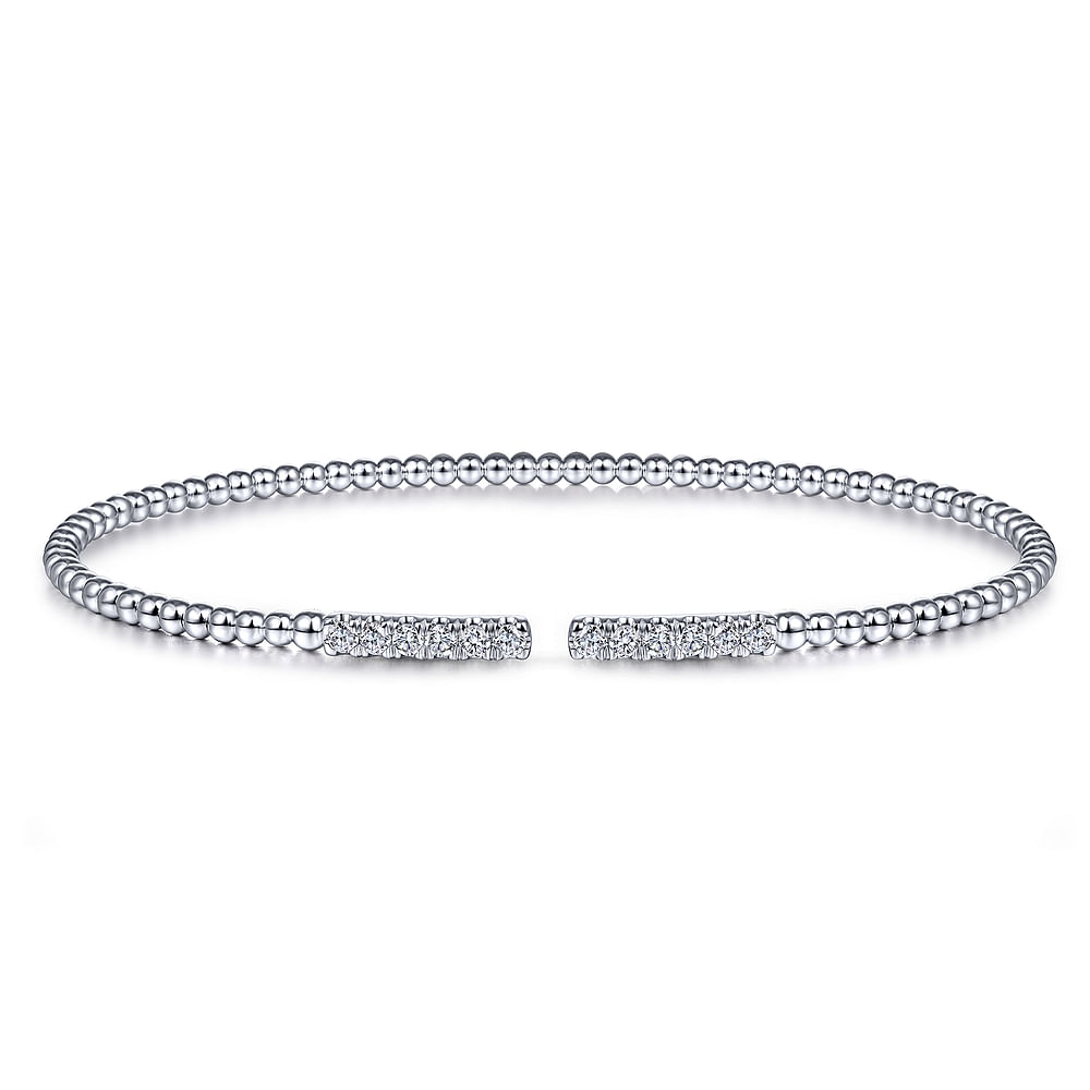 14K White Gold Bujukan Diamond Bars Bangle - Gabriel & Co. - Gaines Jewelers