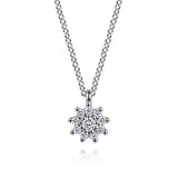 14K White Gold White Sapphire Cluster Pendant Necklace - Gaines Jewelers