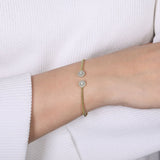 14K White&Yellow Gold Bujukan Split Cuff Bracelet with Diamond Flowers Caps - Gabriel & Co. - Gaines Jewelers