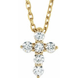 14K Yellow 1/6 CTW Natural Diamond Cross 16 - 18" Necklace - Gaines Jewelers