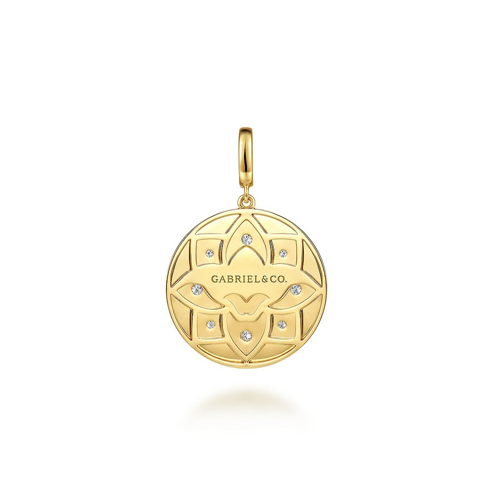 14K Yellow Gold Bujukan and Diamond Medallion Pendant - Gabriel & Co. - Gaines Jewelers