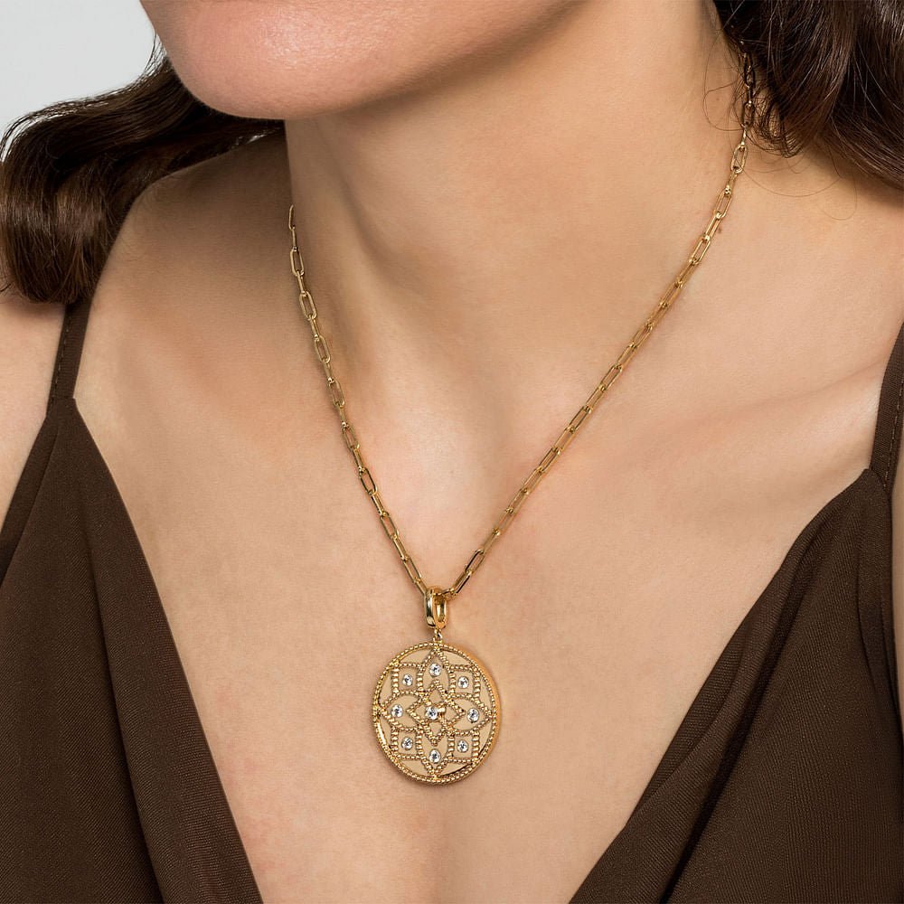 14K Yellow Gold Bujukan and Diamond Medallion Pendant - Gabriel & Co. - Gaines Jewelers