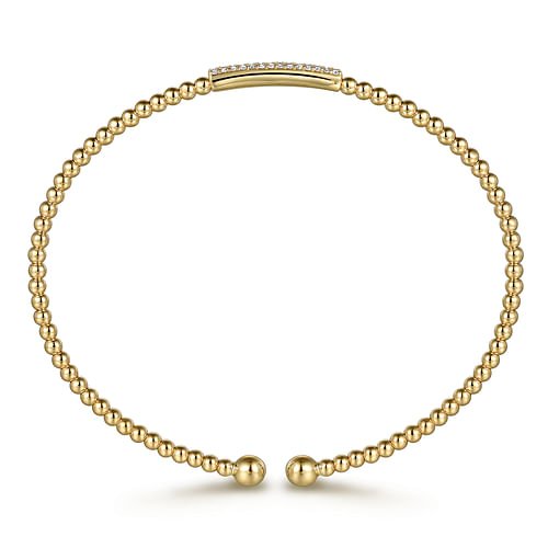 14K Yellow Gold Bujukan Bead Bangle with Diamonds - Gabriel & Co. - Gaines Jewelers