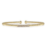 14K Yellow Gold Bujukan Bead Bangle with Diamonds - Gabriel & Co. - Gaines Jewelers
