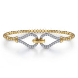 14K Yellow Gold Bujukan Beads and Diamond Split Bangle Bracelet with clasp - Gabriel & Co - Gaines Jewelers