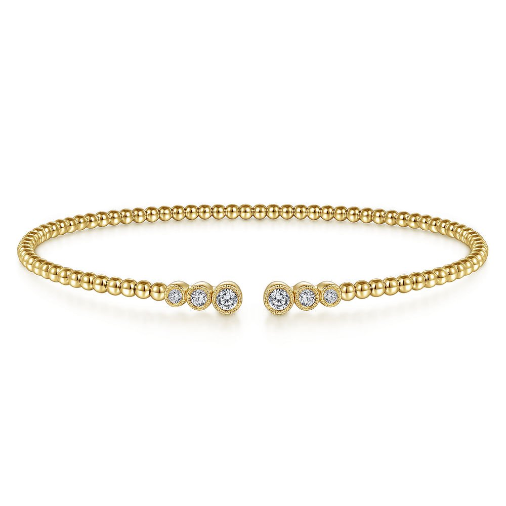 14K Yellow Gold Bujukan Diamonds Split Bangle - Gabriel & Co. - Gaines Jewelers