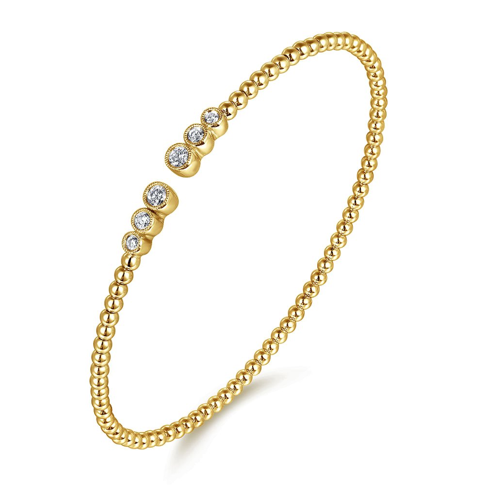 14K Yellow Gold Bujukan Diamonds Split Bangle - Gabriel & Co. - Gaines Jewelers