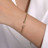14K Yellow Gold Bujukan Split Cuff Bracelet with Diamond Flower Caps - Gabriel & Co. - Gaines Jewelers