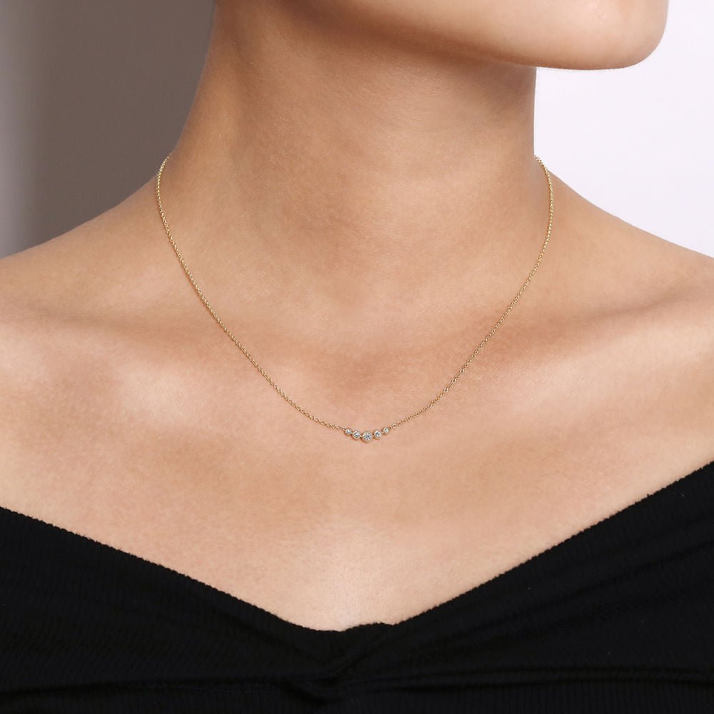 14K Yellow Gold Curved Diamond Bar Necklace - Gabriel & Co. - Gaines Jewelers