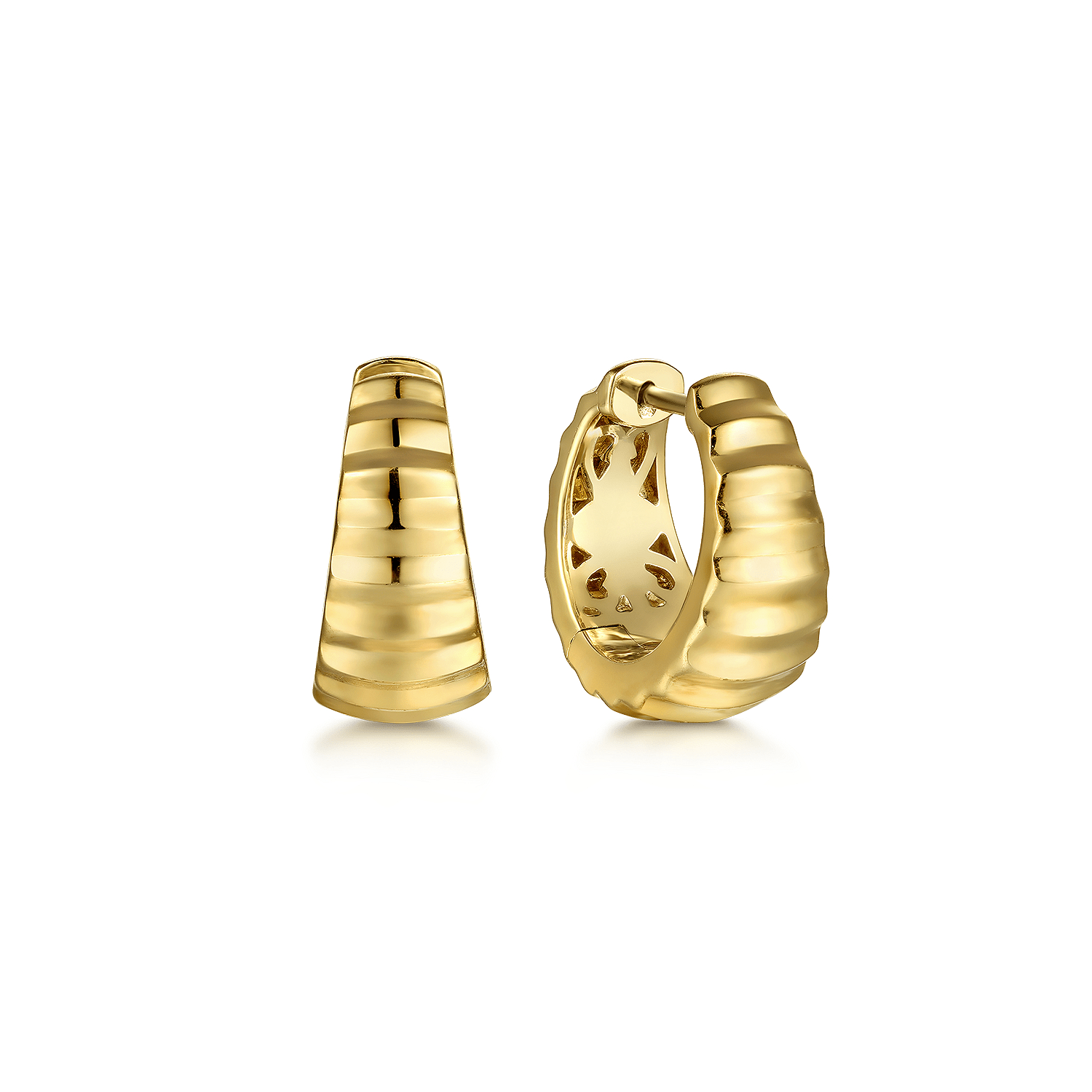 14K Yellow Gold Diamond Cut Huggie Earrings - Gabriel & Co. - Gaines Jewelers