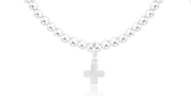 15" Choker Classic Sterling 3mm Bead - Signature Cross Sterling Charm - Enewton - Gaines Jewelers
