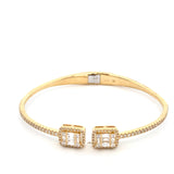 1.50 ctw baguette natural diamond hinged bangle with square accented ends 14kt yg - Gaines Jewelers