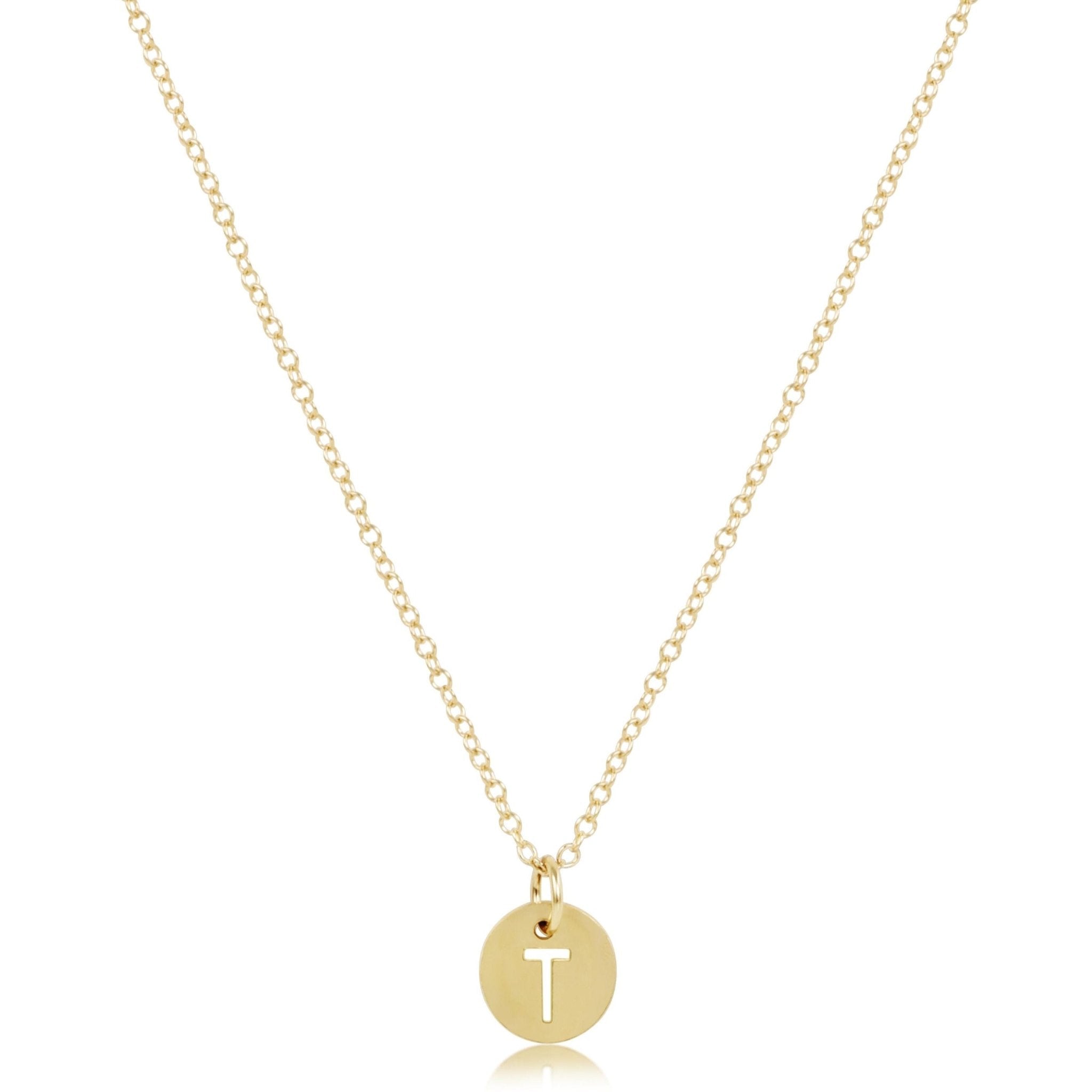 16" Necklace Gold - Respect Small Gold Disc - T - enewton - Gaines Jewelers