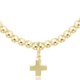 17" Choker Classic Gold 3mm Bead - Signature Cross Gold Charm - Enewton - Gaines Jewelers