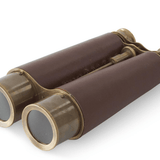 8.25 Inch Brass & Brown Vegan Leather Binoculars - K&K Interiors - Gaines Jewelers