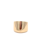Signet ring with wide square top and wide tapered shank 14kt yellow gold by Raymond Mazza