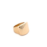 Signet ring with wide square top and wide tapered shank 14kt yellow gold by Raymond Mazza