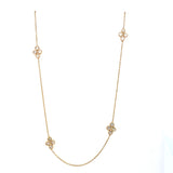 14kt Yellow Gold diamond Cluster Station Necklace - Mazza