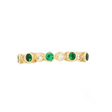 Ring 5 emerald and 4 diamond anniversary band bezels