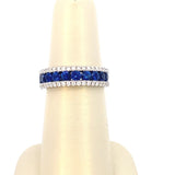 ring sapphire and diamond 3 row band 18kt white gold-Nemati