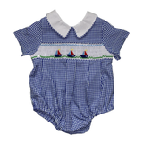 Blue Gingham Sailboat Boys Bubble - Rosalina