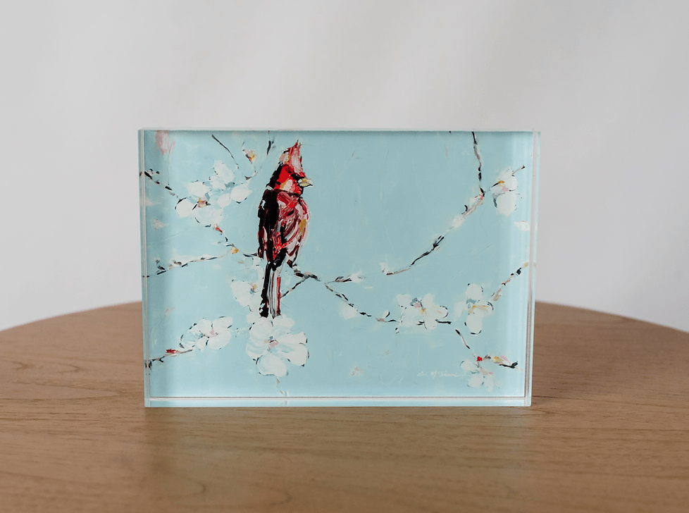 "Always With You" Cardinal acrylic shelfie - Chelsea McShane Art - Gaines Jewelers