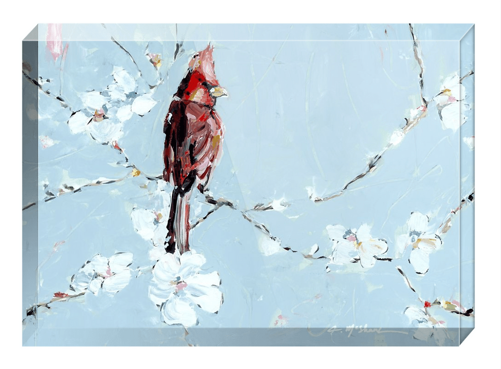"Always With You" Cardinal acrylic shelfie - Chelsea McShane Art - Gaines Jewelers