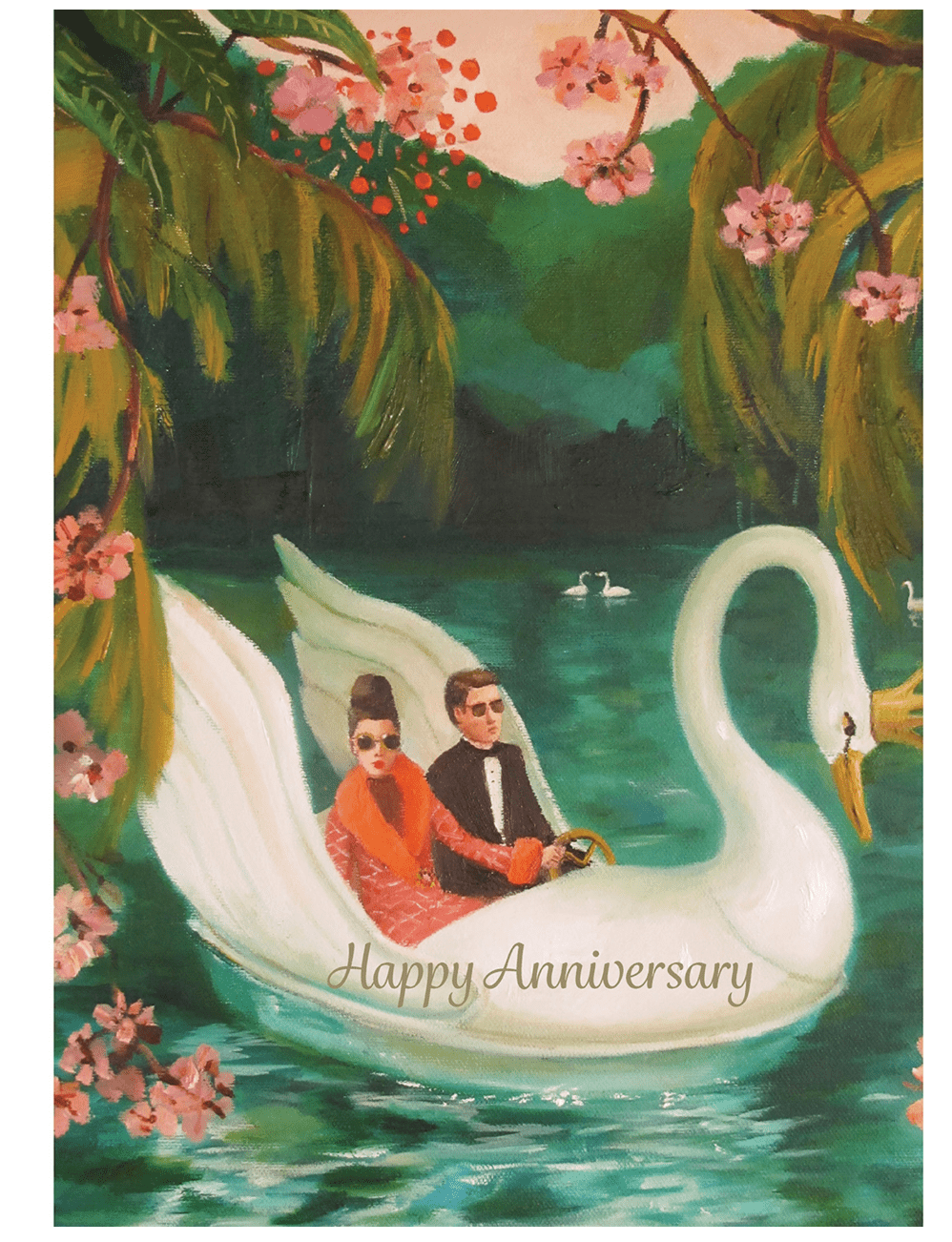 Anniversary Swan Card - A7 with foil - 5" x 7" - Hester & Cook - Gaines Jewelers