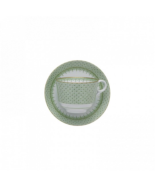 Apple Green Lace Tea Cup & Saucer - Mottahedeh - Gaines Jewelers