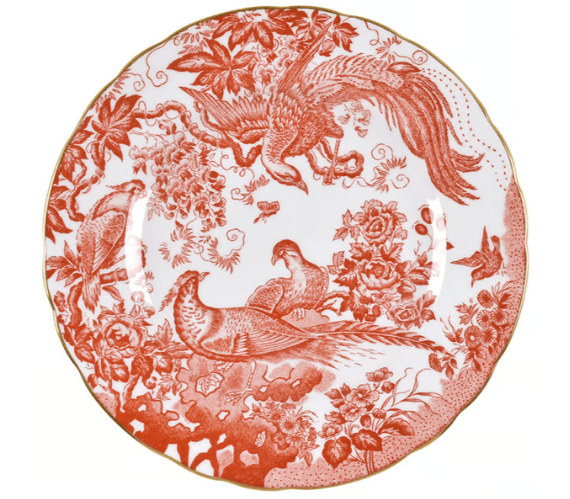 * Aves Red Salad Plate - Royal Crown Derby - Gaines Jewelers
