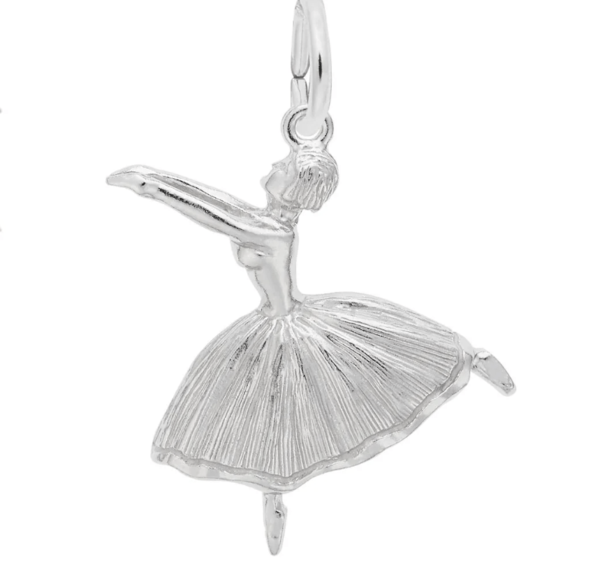 Ballet Dancer with Skirt Charm Sterling Silver - Rembrandt Charms - Gaines Jewelers