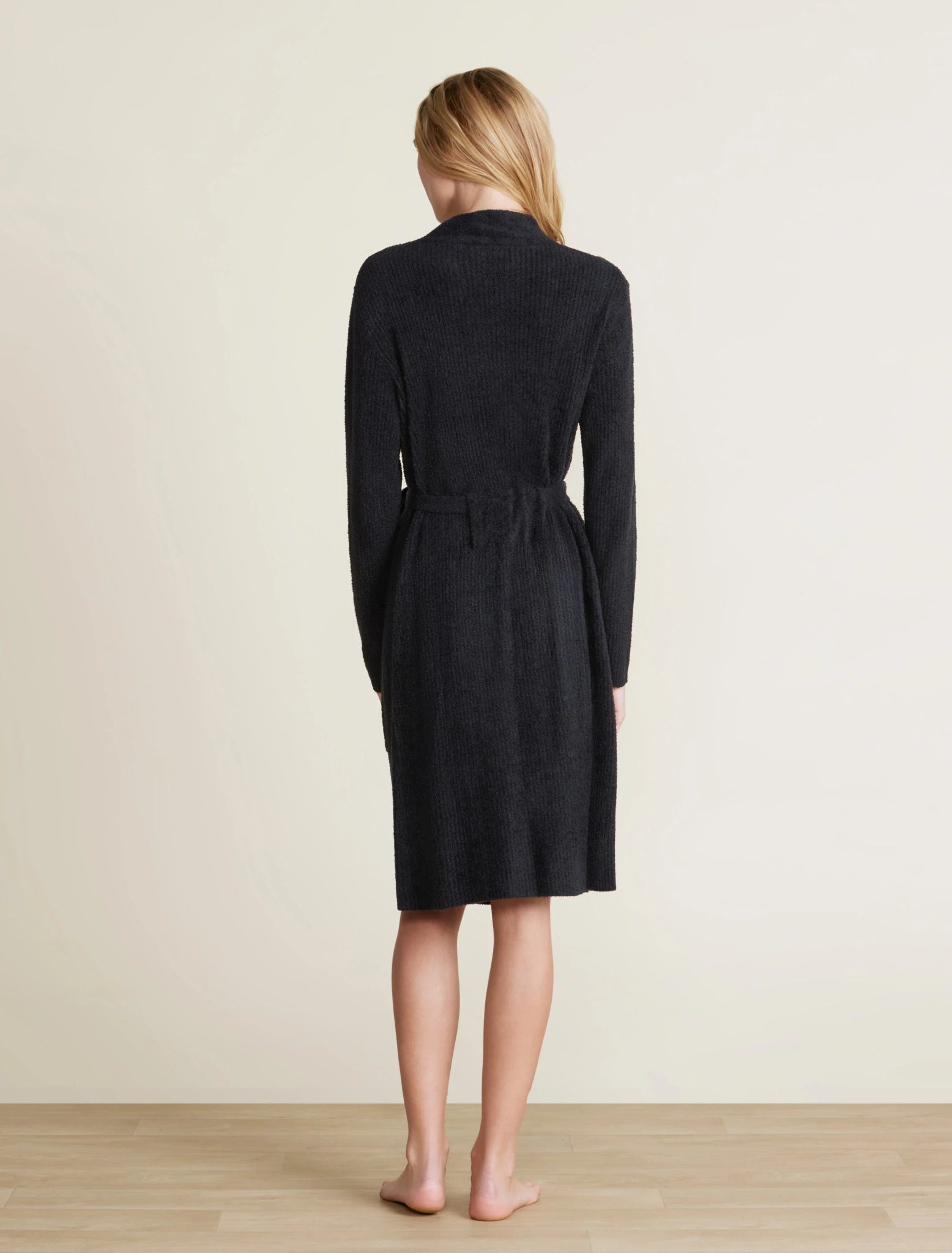 Barefoot Dreams Cozy Chic Lite Black Ribbed Robe - Gaines Jewelers
