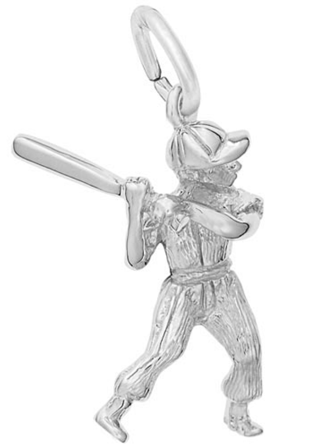 Baseball Player Charm Sterling Sliver - Rembrandt Charms - Gaines Jewelers