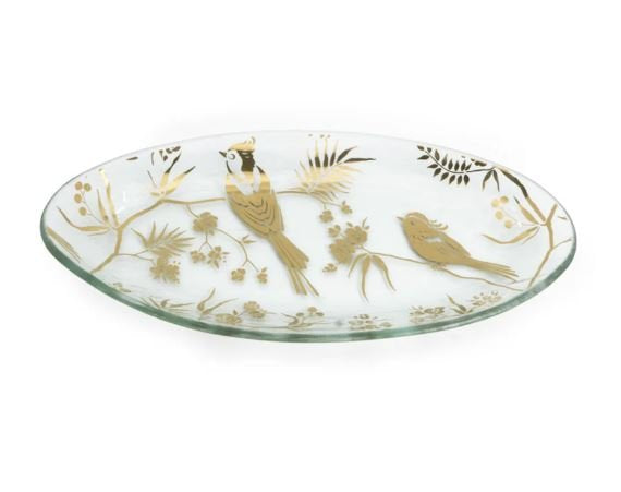 Birdsong Small Oval Platter - Gold - Annieglass - Gaines Jewelers