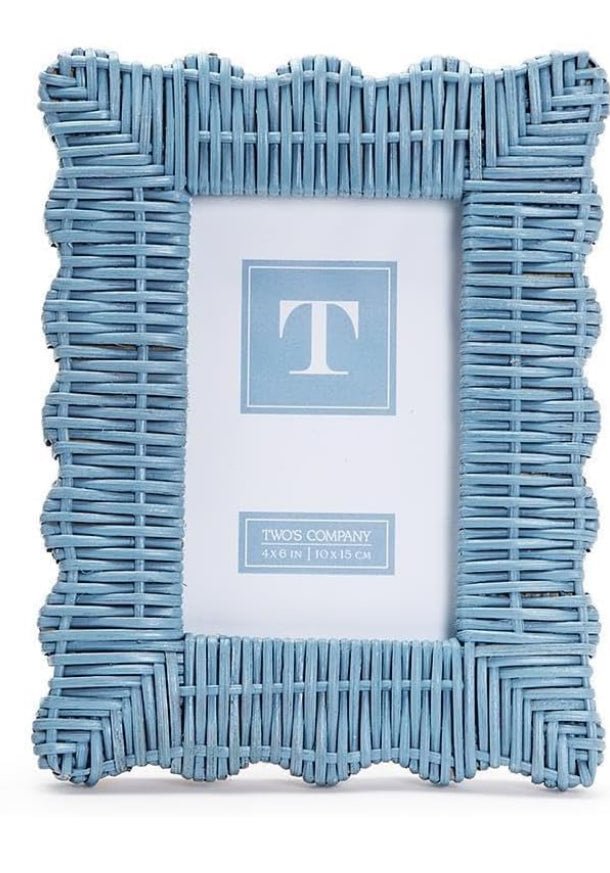 Blue Wicker Picture Frame 4x6 - Twos Company - Gaines Jewelers
