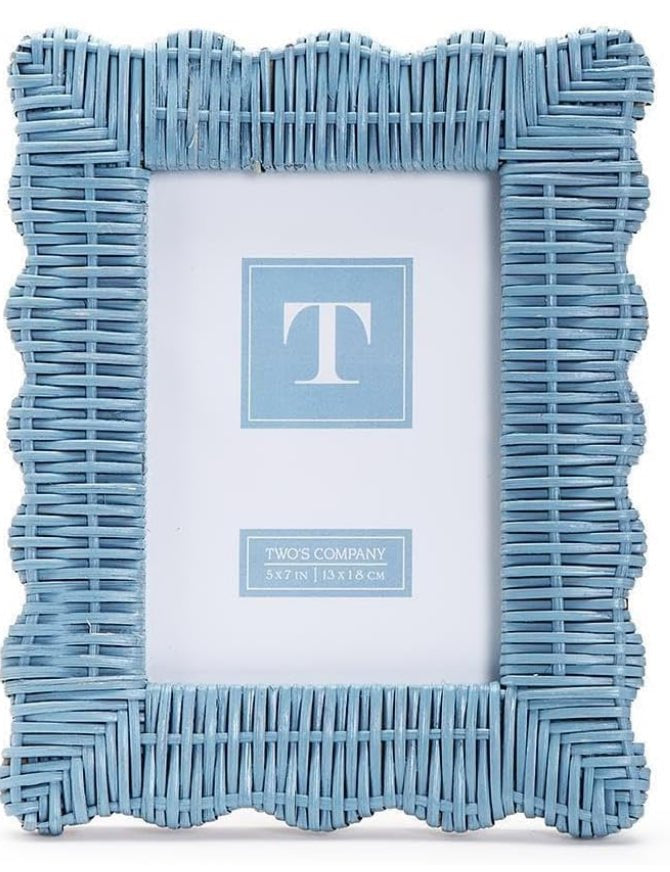 Blue Wicker Picture Frame 5x7 - Twos Company - Gaines Jewelers