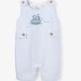 Boat Embroidered Oxford Stripe Jon Jon 12 - 18 M - Elegant Baby - Gaines Jewelers