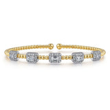 Bracelet - 14k Mix of White and Yellow Gold Diamond Bangle with lock - Gaines Jewelers