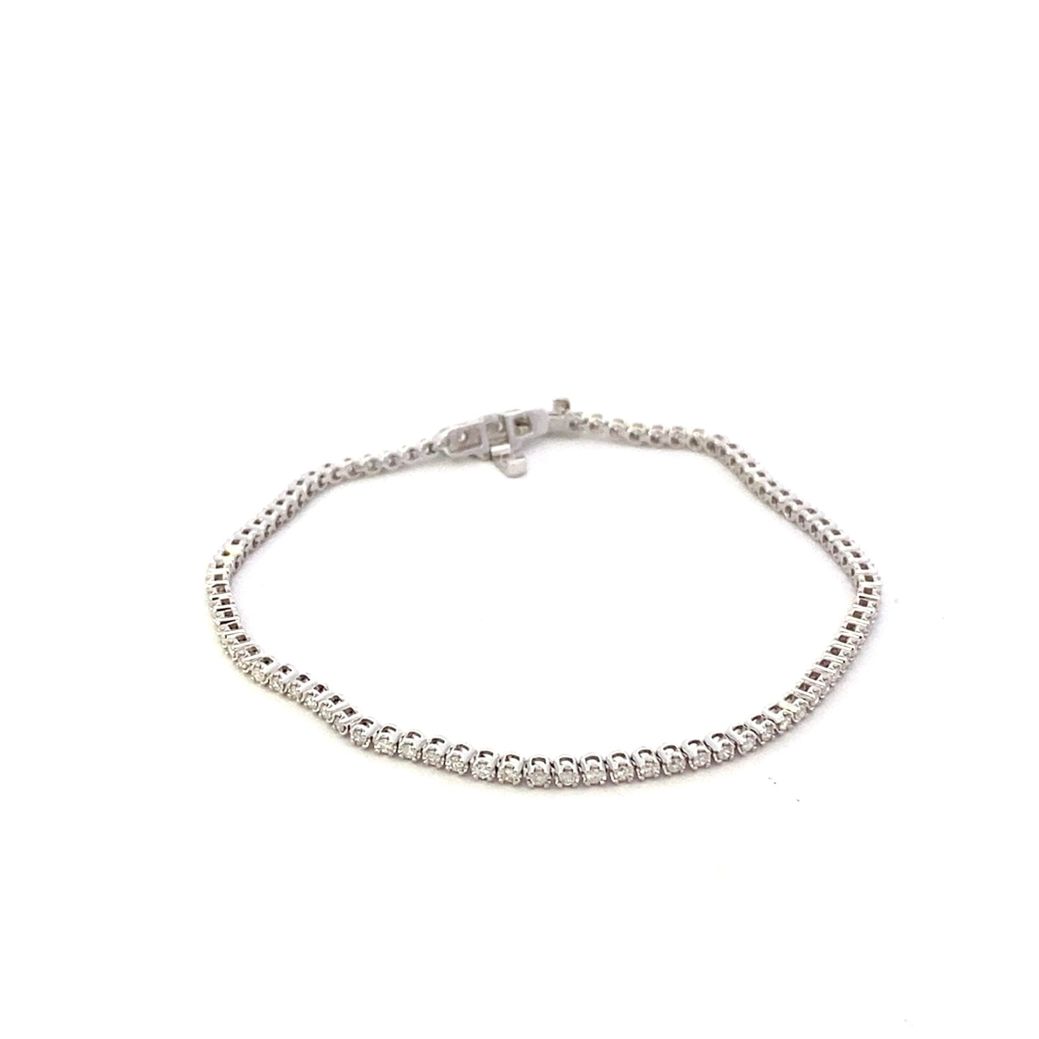 Bracelet - 1ct. Diamond Buttercup Tennis Bracelet 14k wg - Gaines Jewelers