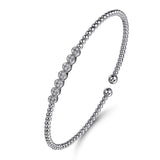 Bracelet diamond flex cuff bangle with 7 top clusters 14kt white gold by Gabriel - Gaines Jewelers