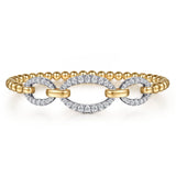 Bracelet flex bangle with 3 diamond open ovals on top 2 - tone karat gold by Gabriel - Gaines Jewelers