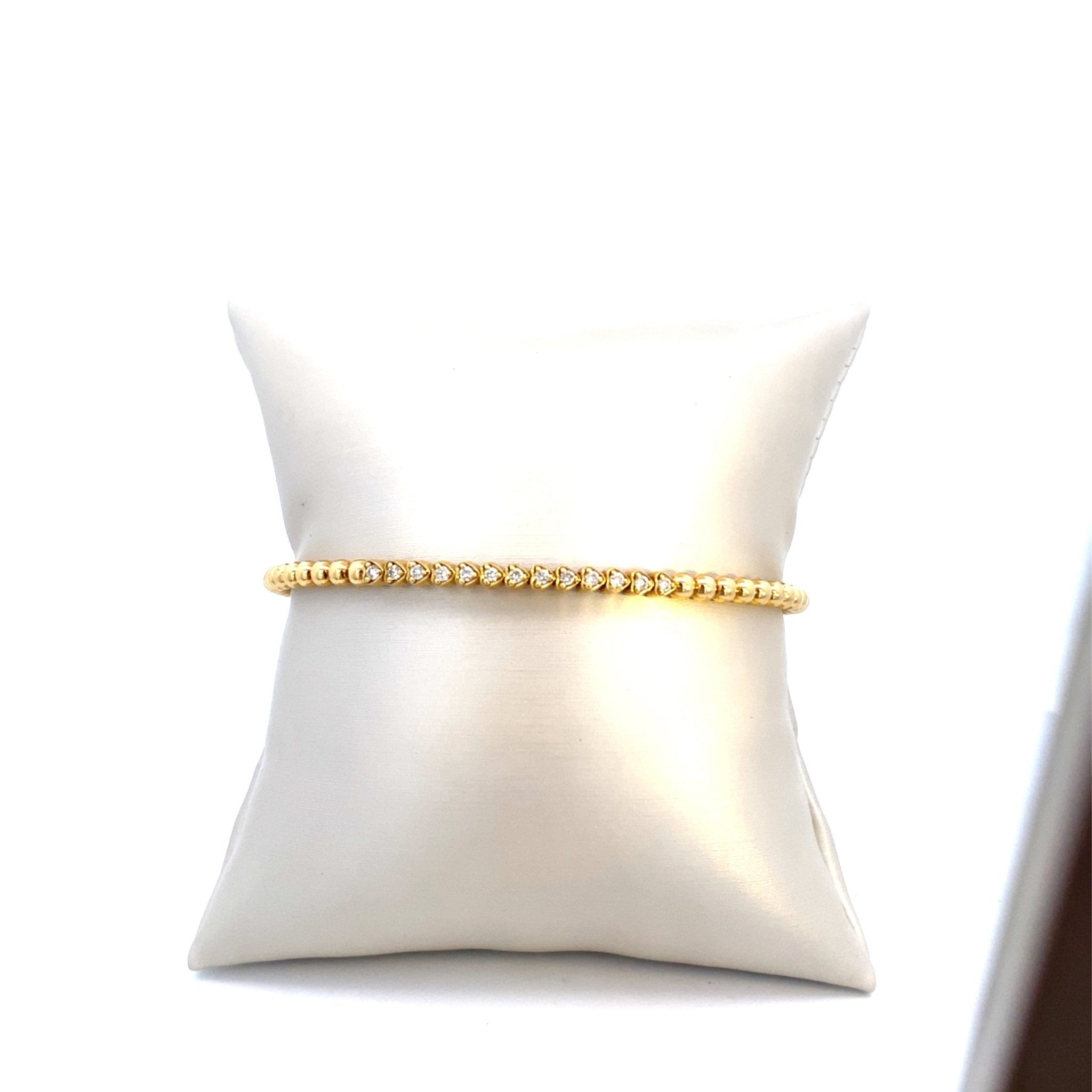 Bracelet flex cuff bangle with diamond top 18kt yellow gold - Gaines Jewelers