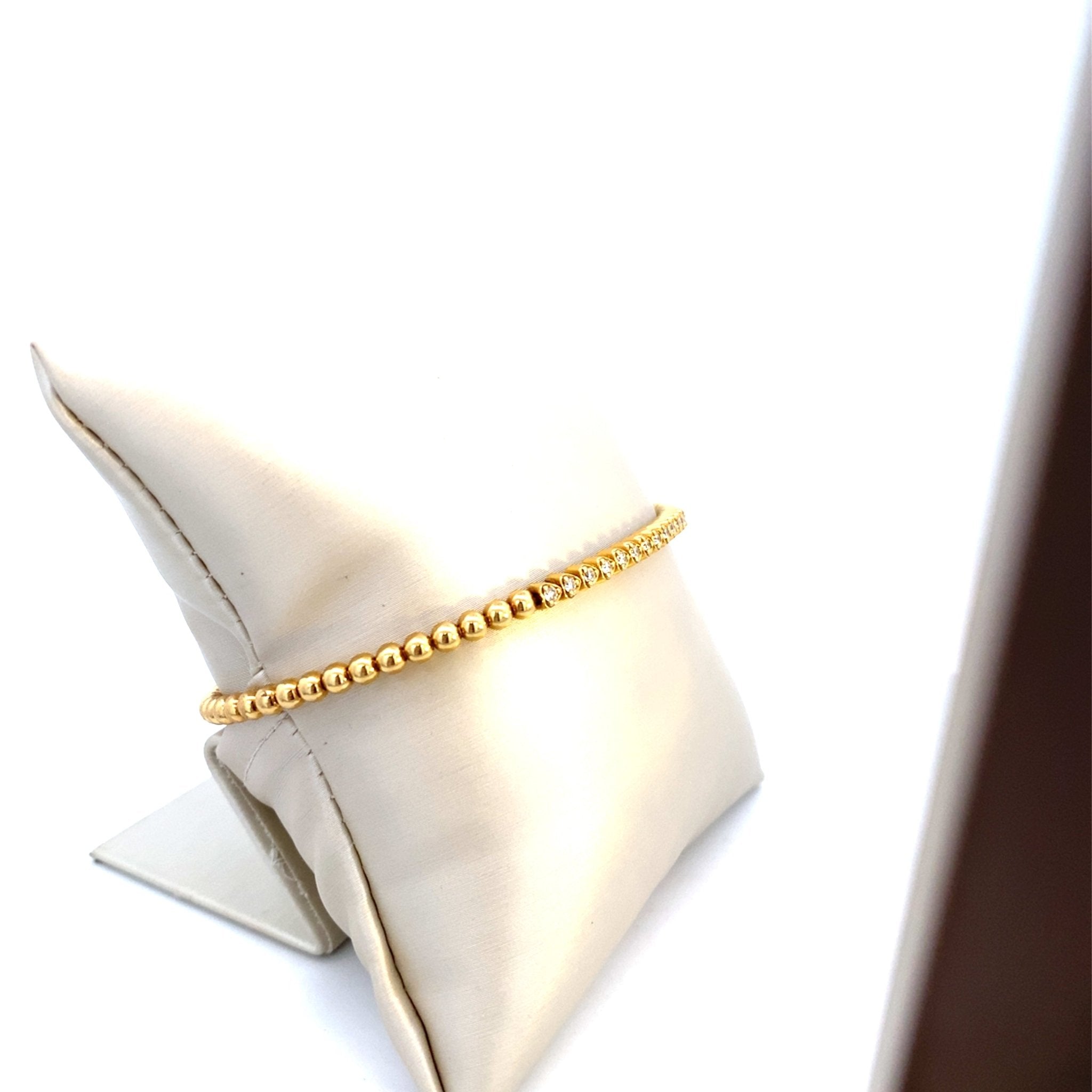 Bracelet flex cuff bangle with diamond top 18kt yellow gold - Gaines Jewelers