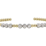 Bracelet - flex cuff with bezel set diamond & beads 2 - tone - Gaines Jewelers