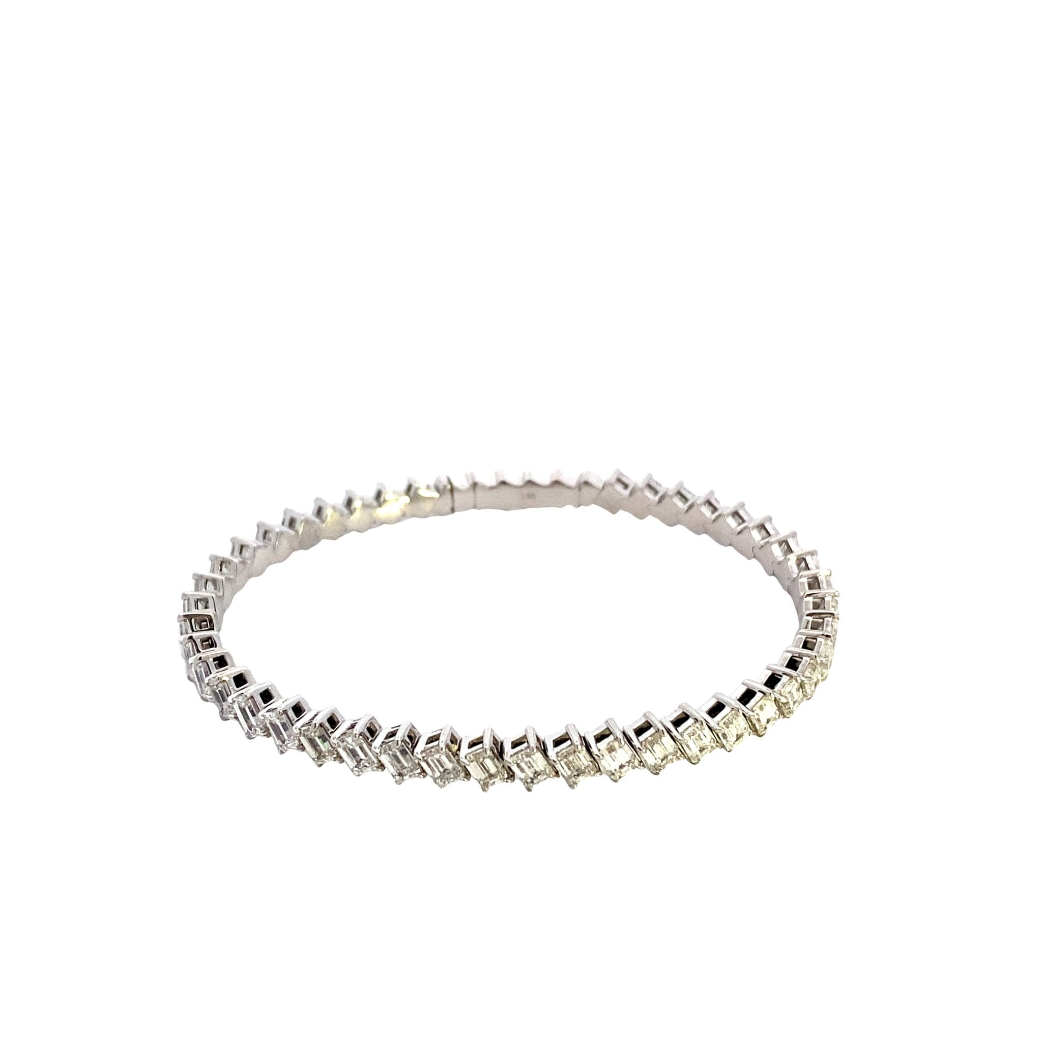 Bracelet lab diamond flex slanted emerald cut 8.50ct 14kt wg - Gaines Jewelers