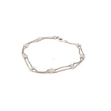 Bracelet with double row chain with diamond stations 14kt white gold - Gaines Jewelers