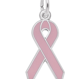 Breast Cancer Awareness Ribbon Charm Sterling Silver - Rembrandt Charms - Gaines Jewelers