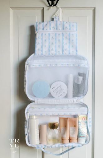 Bundle up2 Hanging Toiletry Bag- Ribbon Floral Blue - Gaines Jewelers