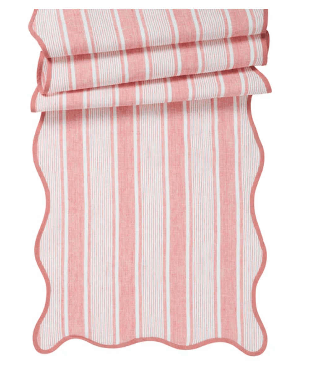 Cabana Stripe 18" x 90" Table Runner - Coral - Juliska - Gaines Jewelers